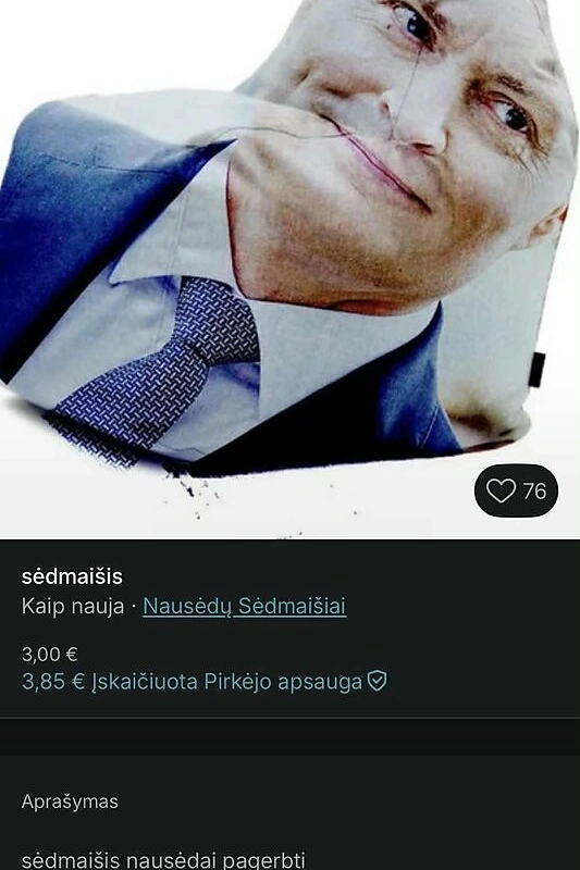 Sėdmaišis su Gitano Nausėdos atvaizdu / „Vinted“ nuotr.