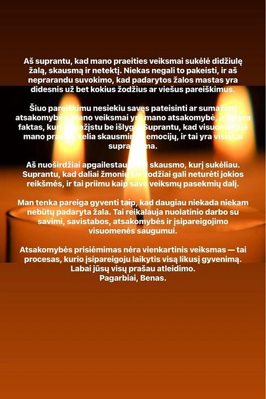 Plinta Beno Mikutavičiaus atsiprašymas / Ekrano nuotrauka