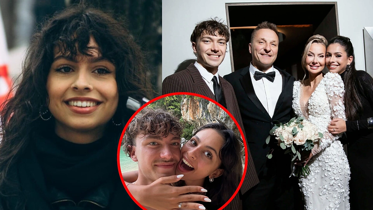 Jessica Samuolytė su sužadėtiniu ir mama per jos vestuves su Dariumi Kasparaičiu / Asmeninio albumo nuotr.