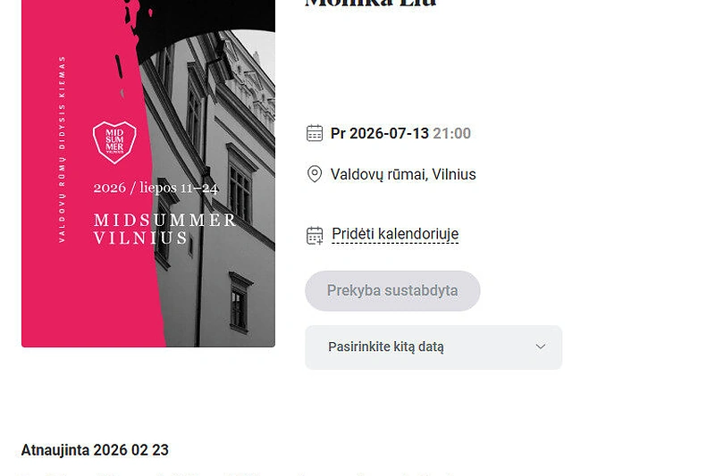 Atšauktas Monikos Liu koncertas festivalyje „Midsummer Vilnius“ / Ekrano nuotr.