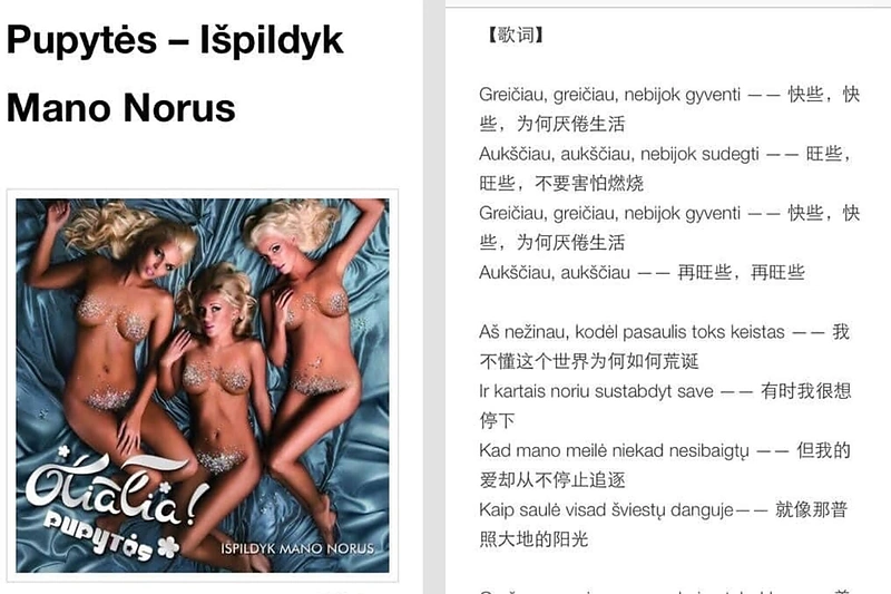 Daina „Išpildyk mano norus“ kinų kalba / Asmeninio albumo nuotr.