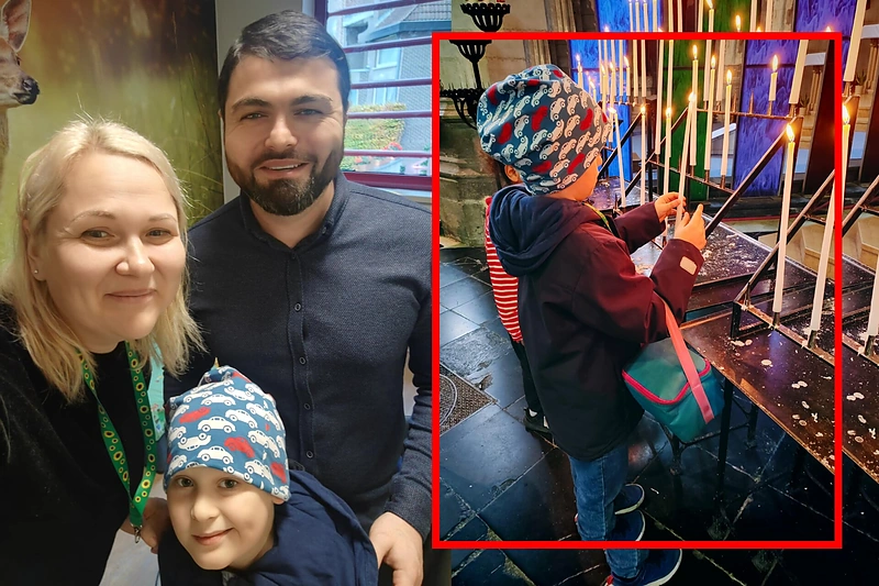 Elzė Jolanta, sūnus Rapolas Vėjas ir vertėjas, padėjęs Belgijoje / Asmeninio albumo nuotr.