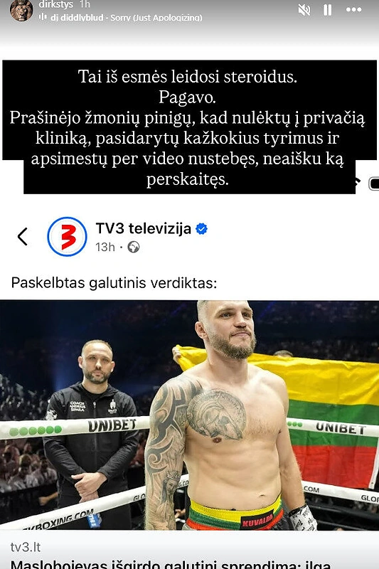 Dominykas Dirkstys apie Sergejų Maslobojevą / „Instagram“ nuotr.