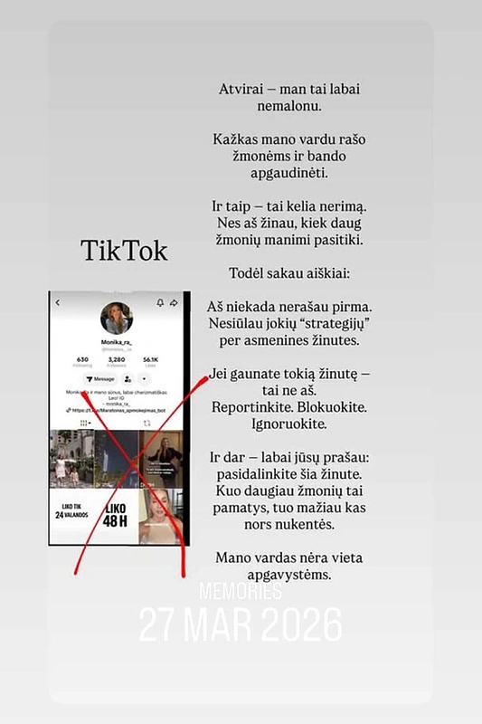 Monikos Ra žinutė / Ekrano nuotr.
