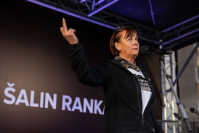 Proteste „Šalin rankas“ – Ritos Miliūtės kirtis Seimui: parodė vidurinį pirštą