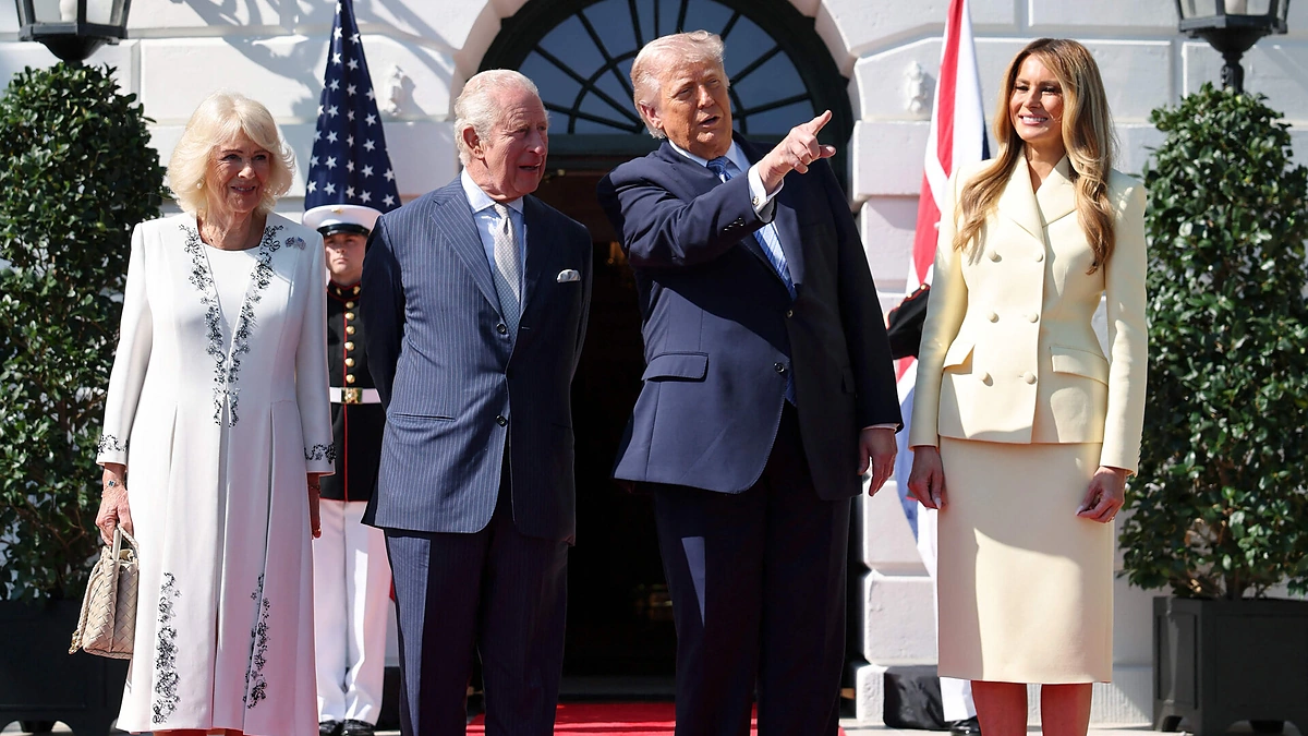 Karolis III, Donaldas Trumpas, Melania Trump, karalienė Camilla / AFP/ „Scanpix“