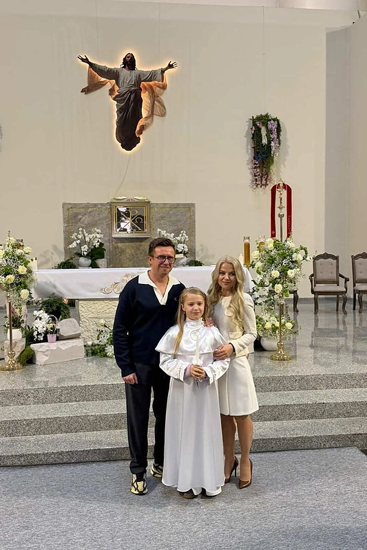 Marius Jampolskis su žmona Renata ir dukra Vilte / Asmeninio archyvo nuotr.