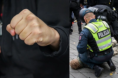 Masinės muštynės Vilniaus daugiabučio kieme: policija ant žemės suguldė 6 vyrus