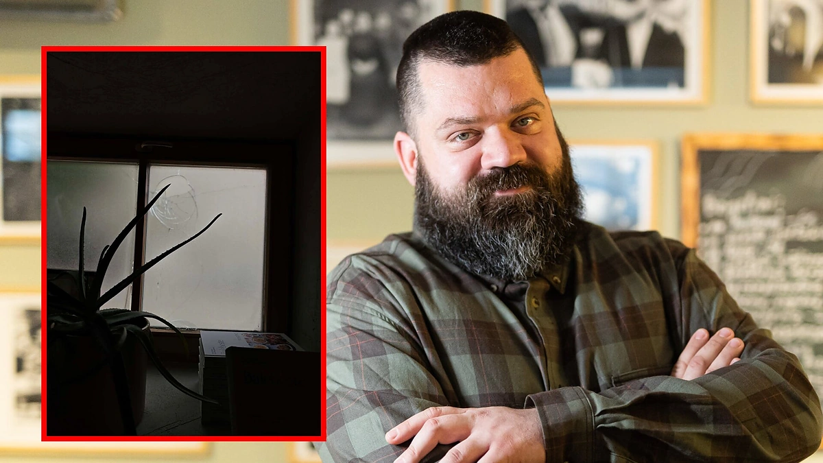 Vylius Blauzdavičius, išdaužtas langas / Gretos Skaraitienės ir socialinių tinklų nuotr.