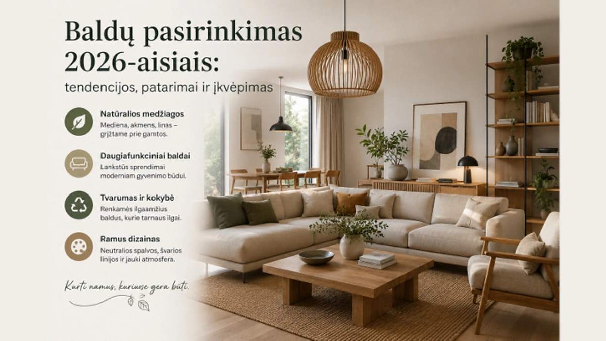 Baldų pasirinkimas 2026-aisiais: tendencijos, patarimai ir įkvėpimas / Organizacijos nuotr.