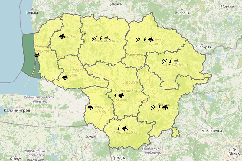 06.11 d. pavojingi reiškiniai / Meteo.lt