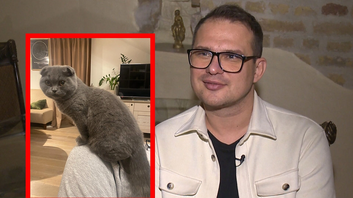 Algimantas Minalga-Soliaris ir katė Bella / Asmeninio albumo nuotr.