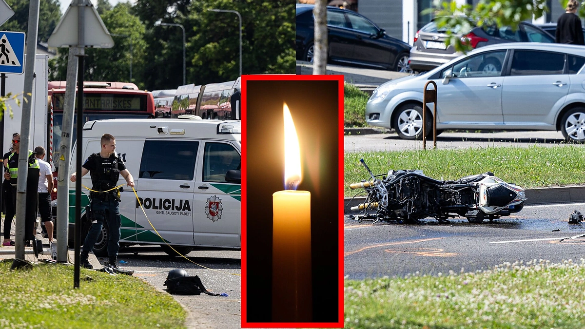Avarija Jeruzalės gatvėje: susidūrė motociklas ir krovininis automobilis, motociklo vairuotojas žuvo / Pauliaus Peleckio / BNS nuotr.