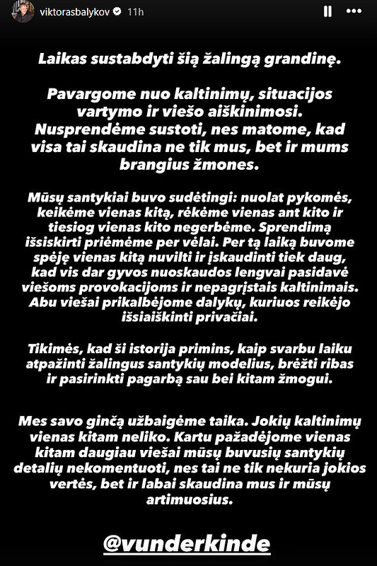 Viktoro Balykovo įrašas / „Instagram“ nuotr.