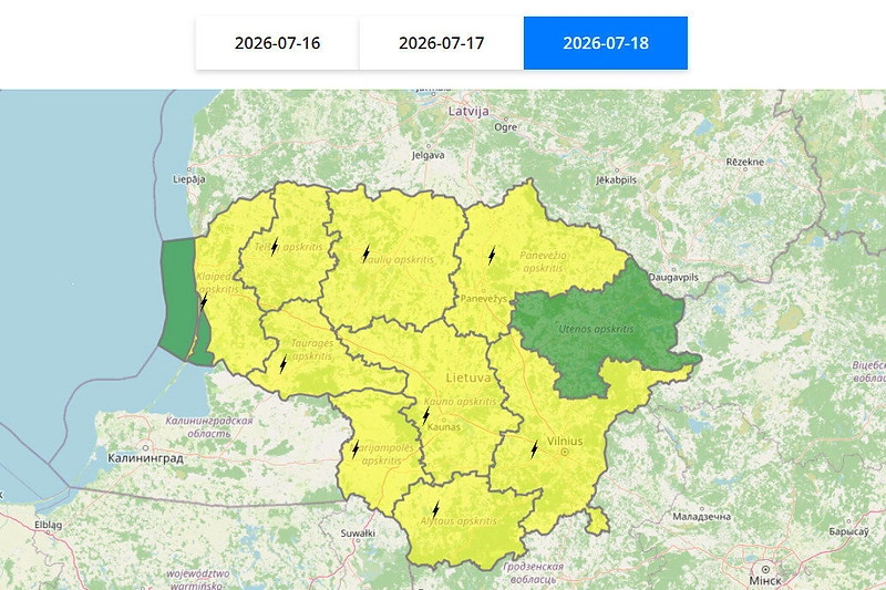 Įspėjimas dėl perkūnijos liepos 18 d. / Meteo Lt nuotr.