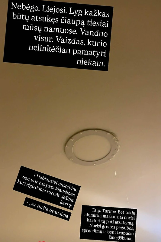 Užlietas Karolio Murausko mamos butas / Asmeninio albumo nuotr.