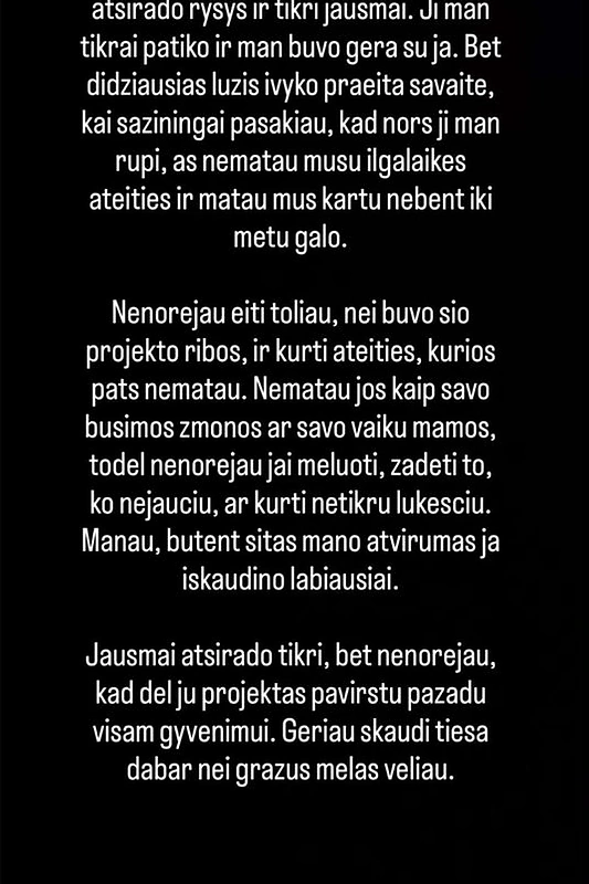 Dominykas Dirkstys – apie santykius su Oksana Pikul / Soc.tinklų nuotr.