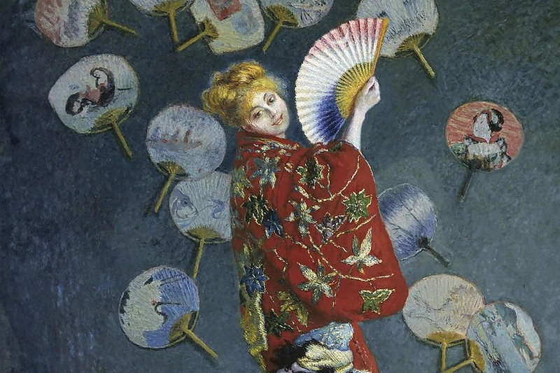 Claude’o Monet žmonos portretas, kuriame viskas rytietiška, 1876-ieji. Tokią įtaką prancūzams darė spalvingi japonų raižiniai, pasiekdavę Europą kaip vyniojamasis popierius / Vida Press nuotrauka