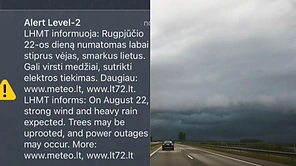 Lietuvoje išsiųsti perspėjimai dėl audros