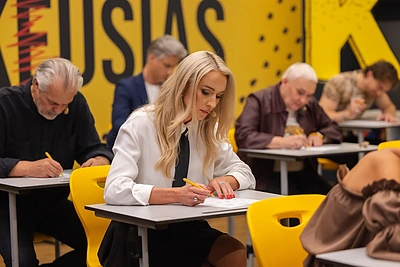 „Tautos bukiausias“ filmavimo akimirka / V.Juzelėno nuotr.