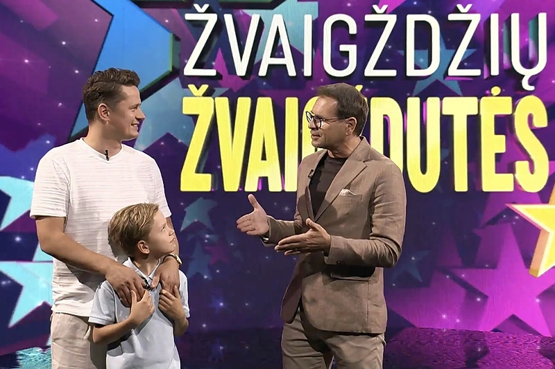 Ąžuolas Žvaguolis ir Bernardas su Marijumi Mikutavičiumi / TV3 nuotr.
