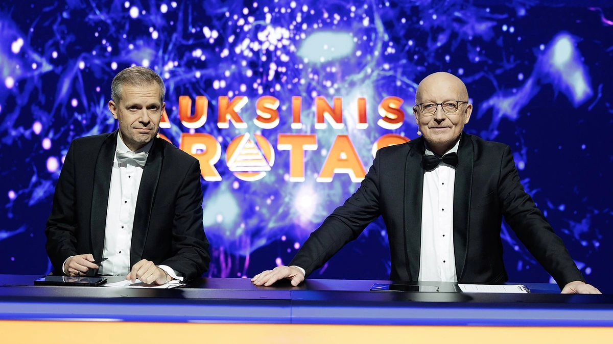 Žaidimo „Auksinis protas“ vedėjai Andrius Tapinas ir Arūnas Valinskas / V.Skaraičio (LRT) nuotr.