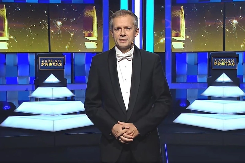 Andrius Tapinas laidoje „Auksinis protas“ / LRT stopkadras