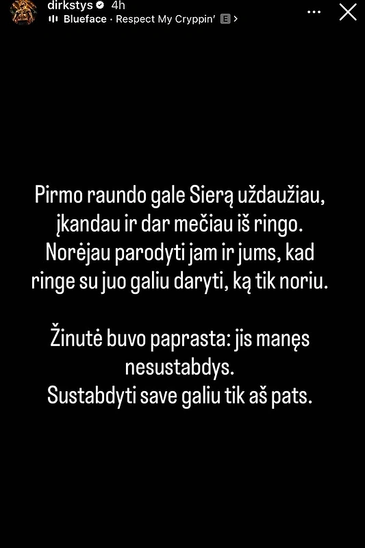 Dominyko Dirksčio įrašas / Soc. tinklų nuotr.